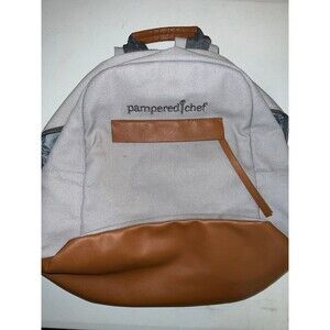 Pampered Chef Lined Gray Nylon Backpack